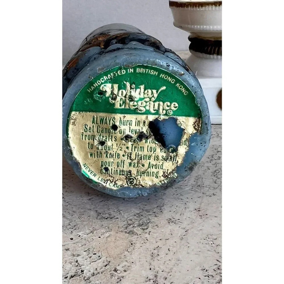 Vintage Blue Gold Christmas Nativity Scene Candle w/ Holder Unburned Handcrafted - Picture 5 of 12